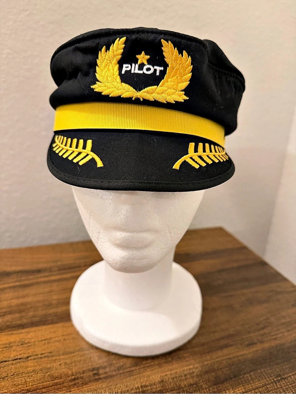 Kids PILOT Military Style Hat in Black & Yellow Like New